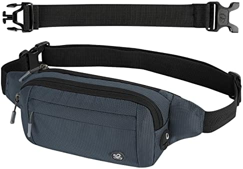 Waterfly Bumbags nerka nerka damska modna nerka z regulowanym paskiem do uprawiania sportu, biegania, wędrówek, joggingu, dziewcząt, kobiet, mężczyzn, ciemnoszary, S, Długi pasek w talii