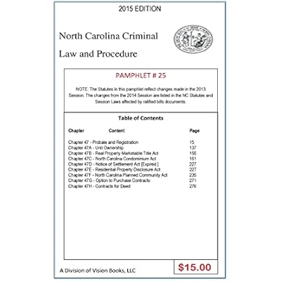 North Carolina Criminal Law and Procedure-Pamphlet 25