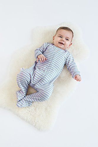 Woolino Baby Boys Footie Pajama Sleeper, Merino Wool, 3-6 Months, Blue