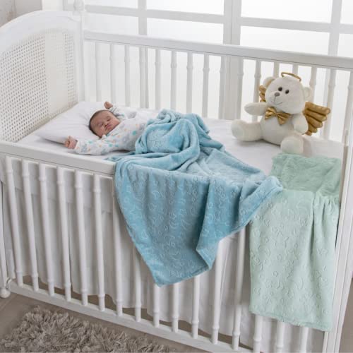 Manta para Bebê Fleece 3D Mantinha de Berço Desenhada Cor:Azul