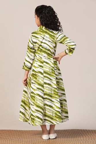 Image of Fashion Dream Girls Calf Length Abstract Printed Dress|Western Midi Dresses|Long Frock for Kids