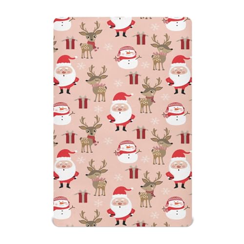 Image of SDMKA Cute Christmas Pattern Crib Sheets for Boys Girls - Portable Microfiber Fitted Crib Sheet for Standard Crib and Toddler Mattress, Soft & Breathable, 28x52 Inch