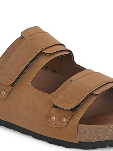 Image of EL PASO Men's Leather Cushioned Cork Sole Sandal Slippers (Size 6 to 12)