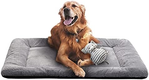 Dog Beds Crate Pad for Large Dogs Fit Metal Dog Crates,Ultra Soft Dog Crate Bed Washable & Anti-Slip Kennel Pad for Dogs Cozy Sleeping Mat,Gray 42inch