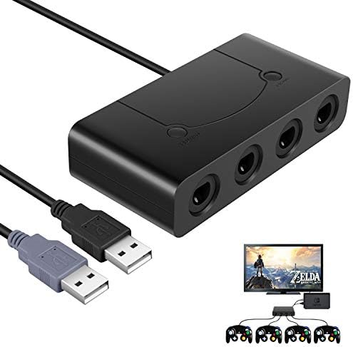 PowerLead Controller Adapter for Wii U, PC USB and Switch, 4 Ports and No Need Driver