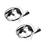 UAYESOK Surveillance Covert Air Acoustic Tube Walkie Talkie Earpiece Headset with Ear Tip and Push-To-Talk Microphone for Kenwood Baofeng UV-5R UV-82 BF-888S2 Pin Two Way Radio(Pack of 2)