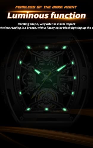 Image of OLEVS Luxury Watches for Men Black Mechanical Wrist Watch Self Winding Automatic Tourbillon Watches Skeleton Waterproof Mens Wrist Watch