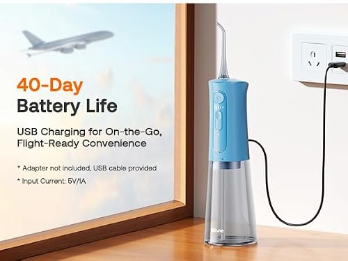 Bitvae Water Dental Flosser Teeth Picks, Cordless Portable Oral Irrigator, Powerful and Rechargeable Oral Irrigator, Brace Care, IPX7 Waterproof Water Dental Picks for Cleaning, Sky Blue - Thumbnail 7