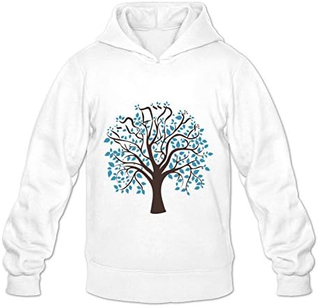 WAWPU Men's Blue Tree Graphic Pullover Hoodie sizekey White Apparel
