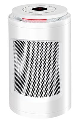 SHX SHX23PTC100 Calentador de Ventilador PTC con elemento calefactor cerámico, 1200 W, oscilante, pantalla, temporizador, 3 efectos de iluminación, blanco
