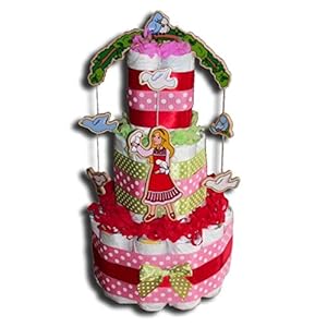 Luiertaart – luiertaart aspoedel voor meisjes in mooie kleuren babygeschenk babyshower doop geboorte souvenir