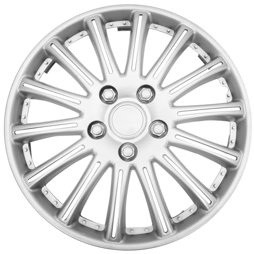 Couvre-moyeux 14 pouces de voiture en plastique argenté et enjoliveurs POPETPOP