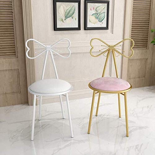 Silla de maquillaje rosa Home Essentials con respaldo de hierro para salon 5