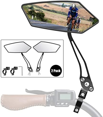 Diyife Bike Mirror 2 PCS, [Newest Version] HD Wide Angle Large Handlebar Rearview Mirror, Blast-Resistant 360°Adjustable Bicycle Rear View Mirror Accessories for Mountain Road Bike Scooter Moto