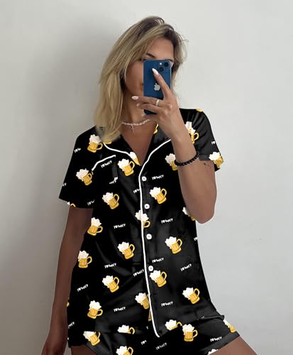 Image of Ekouaer Pajamas Set for Women Short Sleeve Sleepwear Button Down Pjs Soft 2 Piece Lounge Sets XS-XXXL
