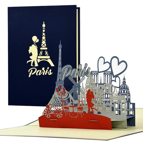 Reisegutschein 3D Pop Up für Sie oder Ihn in die Stadt der Liebe|Gutschein oder Geburtstagskarte Paris|Geschenkidee und Geschenk A124AMZ