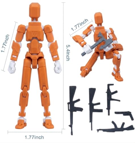 Image of (Do it Yourself) Action Figure Toys,DIY Assembly Dummy 13 Action Figures,Articulated Joints Robot,Gift Idea for Teens & Adults for 14+ (Orange Armor White, Orange Armor White)