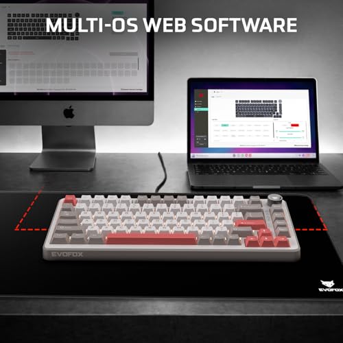 Image of EvoFox Ronin X75 Tri-Mode Wireless Mechanical Keyboard| Gasket Mount, 5 Layer Sound Dampening, Hot Swap GTMX White Linear Switches,1000Hz Polling, Programmable, Muliti OS Web Software, Mac Key Caps