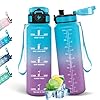 HoneyHolly Botella Agua, 1L, Marcador de Tiempo, Cantimplora, Libre de BPA, Portátil, Botella Agua Gimnasio, A Prueba de Fugas, Cantimplora para Gimnasio, Ciclismo, Oficina y Exteriores