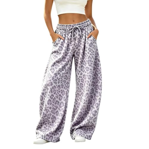 Women Leopard Pants Baggy Fall Wide Leg Sweatpants Lounge Y2K Sweat Pants - image 1