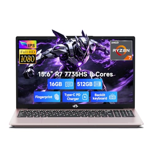 Image of NIMO 15.6 inch AI-Ready Light Gaming Laptop, AMD Ryzen 7 7735HS 8C /16T, 16GB DDR5 512GB PCIe4 SSD, Radeon 680M for AI Work, Content Creation, Streaming & Study, FHD 100W USB-C PD Charging, 2-Y Warranty