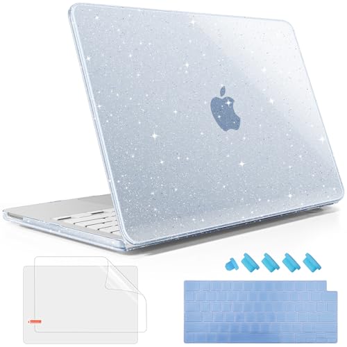 Image of May Chen Compatible with MacBook Neo 13 inch Model A3404 2026 Release, Slim & Lightweigh Frosted Finish Protective Case with Keyboard Cover&Screen Protector, Glitter Blue