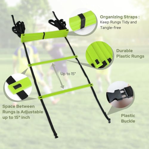 GHB Pro Agility Ladder Agility Training Ladder Speed 12 Rung 20ft with Carrying Bag - Thumbnail 3