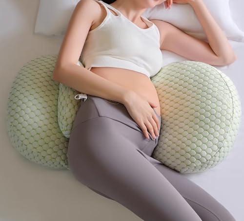 Image of Pregnancy Pillow for Pregnant Women,Soft Pregnancy Body Pillow,Support for Back, Belly, HIPS, Legs,Detachable and Adjustable Wedge Pillow with Pillow Cover(Green)