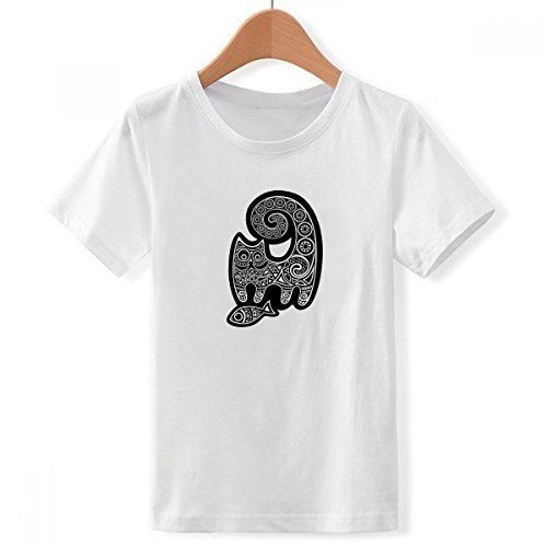 T-shirt blanc motif chat noir ample taille XXXL pour garcon actif