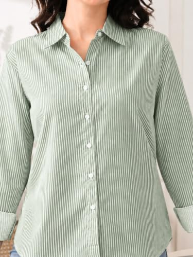 Image of Cotton Striped Shirt for Women with Long Sleeves, Ultra-Soft Cotton Blend, Regular Fit Womens Stylish Casual Shirt, Formal, Party, Beach, Summer Wear
