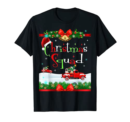 Mastiff Squad Christmas Quarantine Snow Truck Funny Pajamas Maglietta