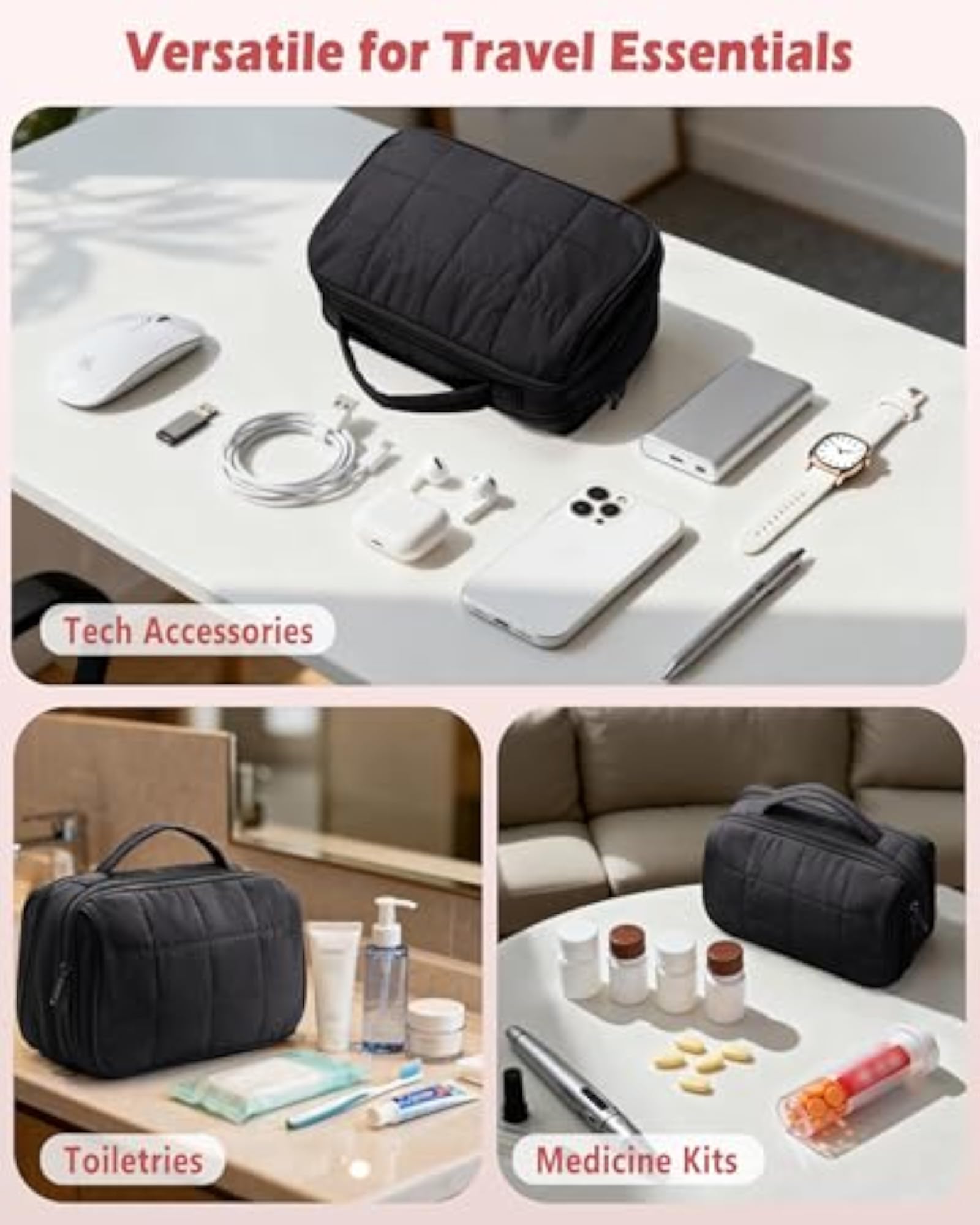 Puffy Travel Makeup Bag for Women