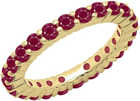 Dazzlingrock Collection Round Ruby Dainty Eternity Stackable Band for Her in 14K Yellow Gold Size 7