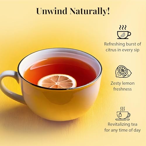 Image of Twinings Lemon Tea, 25 Tea Bags, Premium Black Tea With Lemon, Light Strength, Light & Zesty Flavour, Rich in Anti-oxidants, Caffeine-Free, Made With Finest Ingredients, Enjoy a Hot Cup of Tea