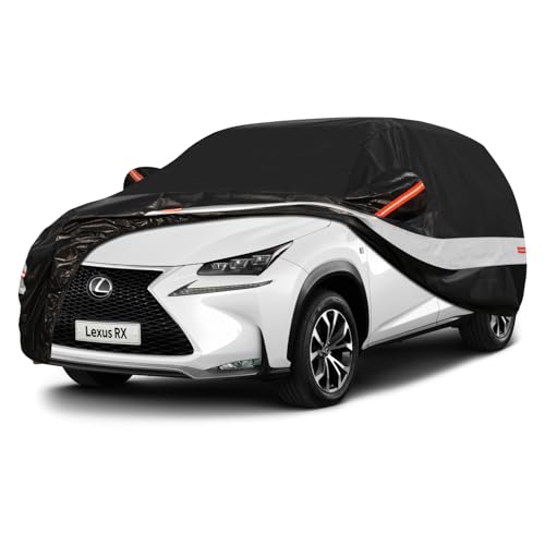 Image of 10 Layers SUV Car Cover Custom Fit for Lexus RX350 RX450 RX500(2015-2024) Waterproof All Weather for Automobiles, Outdoor Full Cover Sun UV Rain Protection with Cotton.Black