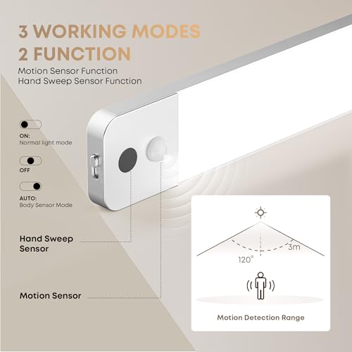 LROLTEF Under Cabinet Kitchen Lights with Hand Hovering & Motion Sensor 25cm 1500mAh Dimmable Rechargeable Magnetic Under Counter Lights for Cupboard Shelf Stairs Closet | 2 Pack - Cosy Home Interiors LROLTEF Under Cabinet Kitchen Lights with Hand Hovering & Motion Sensor 25cm 1500mAh Dimmable Rechargeable Magnetic Under Counter Lights for Cupboard Shelf Stairs Closet | 2 Pack - Image 3