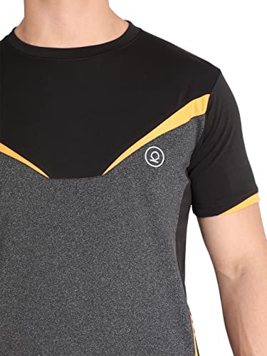 Image of CHKOKKO Men Round Neck Gym T-Shirt Black Orange Anthraa XXL