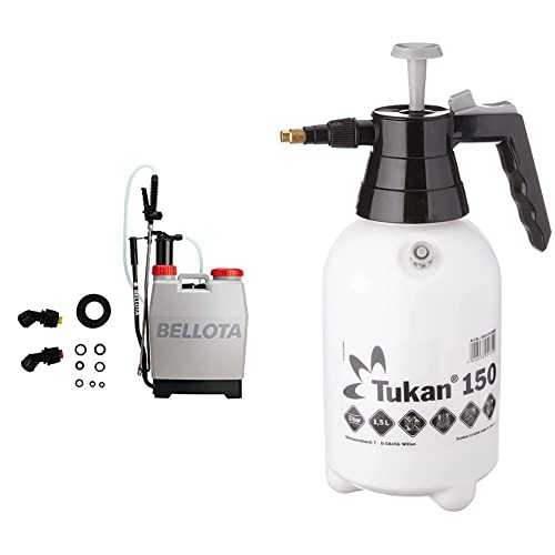 Bellota 3710-12 Pulverizador 12 Litros + Tukan 150, Pulverizador De Presión De 1,5 Litros Con Boquilla De Latón Ajustable Y Válvula De Presión