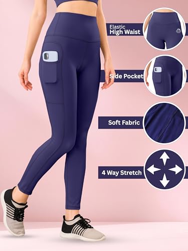 Image of Yoga Pant for Womens High Wasit Tights with Side Pocket Slim Fit Gym wear Running Sports wear Leggings Stretchable Combo Pack of 2
