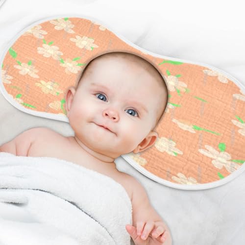 Kigai Pink Flowers Burp Cloths for Baby 4-Layer Cotton Muslin Burping Cloths 22x11 inch Super Soft & Absorbent Spit Up Burp Rags for Newborn Boys Girls 1 Pack4