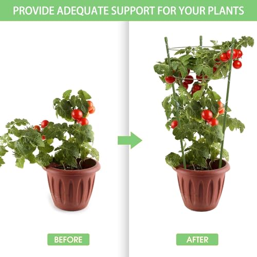 4 Pack 18 Inch Metal Tomato Cages for Garden, Adjustable Plant Support Cages with 66ft Garden Twist Tie, Small Plant Stakes Support Rings for Potted Climbing Plants Vegetables Flowers by VASLON - Image 5