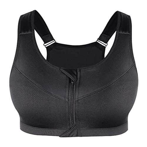 Baoblaze Sutiã Esportivo Feminino com Zíper Push Up Sutiã Fitness Top Esportivo Acolchoado de Corrid