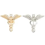 hanreshe Caduceus Brooch Pins 2 Pieces Medical Jewelry Gift for Doctor/Nurse/Medical Student Nursing Pins for Pinning Ceremony