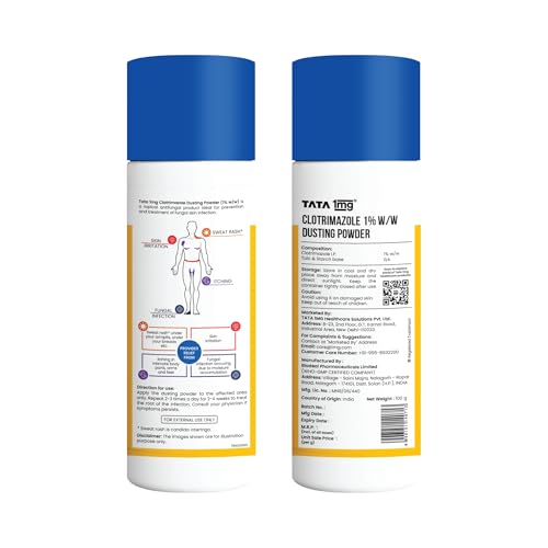 Image of TATA 1MG Antifungal Dusting Powder for Sweat Rash, Itching, Skin Irritation, Chafing & Redness, 100g