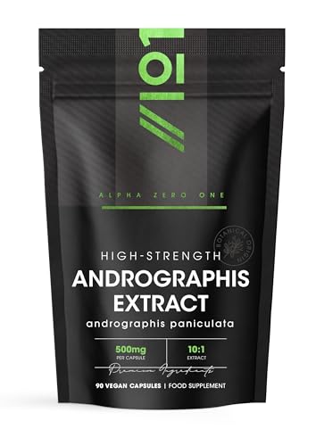 Andrographis Extract 500mg – High Strength Andrographis Paniculata Extract Equivalent to 5,000mg – 90 Vegan Capsules (3 Months Supply) – by Alpha01