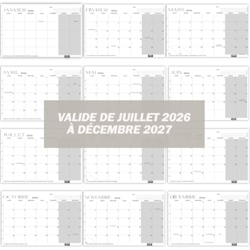 Calendrier Mural 2026 2027 A4, Calendrier Mensuel Juil.2026 - Dec. 2027 – vue 7