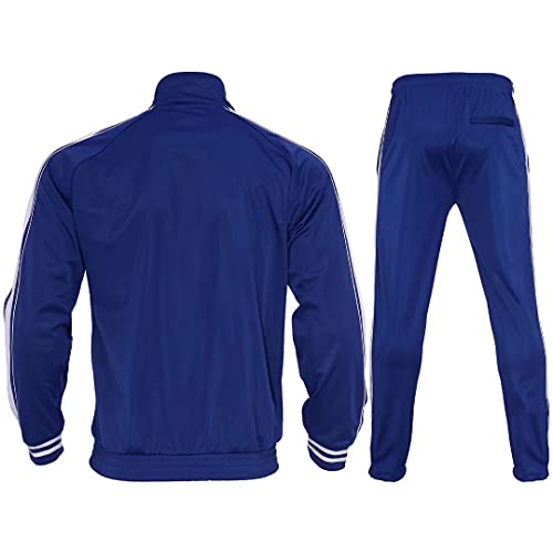 Mens Athletic 2 Piece Tracksuit Sets Casual Jogging Suits Full Zip Sports Set Stand-Up Collar Sweatsuit Fo Men Royalbluexxl #TOP1