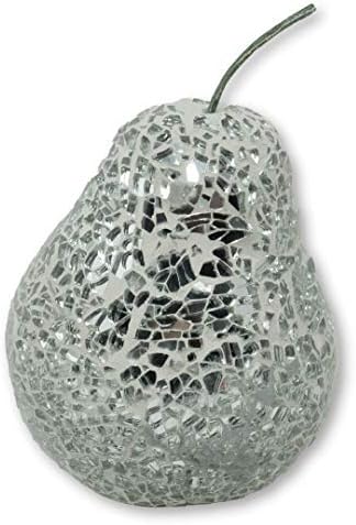 Angraves Mosaic Glass Silver Pear Home Decorative Fruit Bowl Display Piece Gift