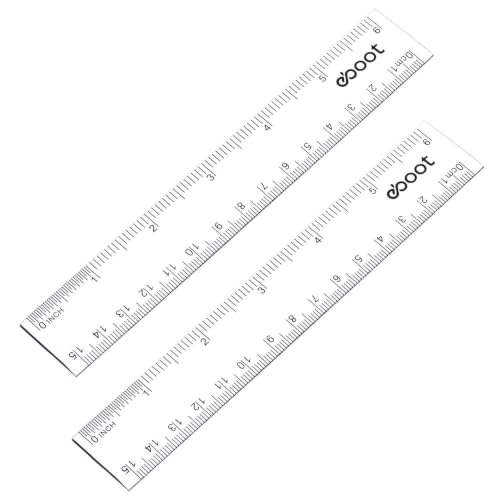 EBOOT 2 Pack Clear Plastic Ruler 6 Inch Straight Ruler for School