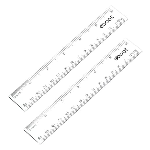 2 Pack Plastic Ruler Straight Ruler Plastic Measuring Tool for Student School Office (Clear, 6 Inch)